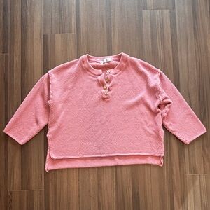 FP Beach Pink Buttoned V-Neck Sweater